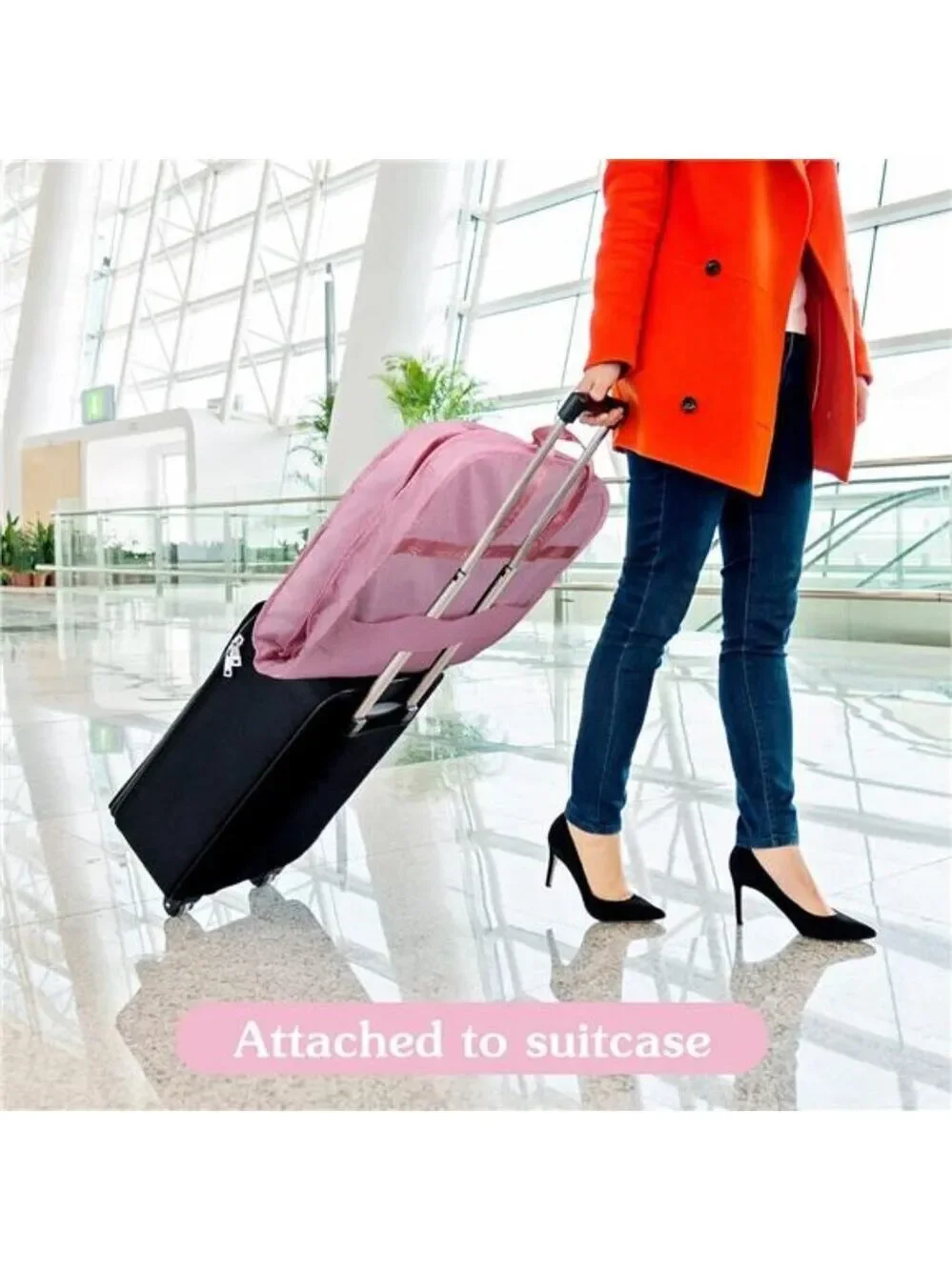 Heavy Duty Waterproof Garment Bag Travel Suit Tuxedo Coat Dress Foldable Pink